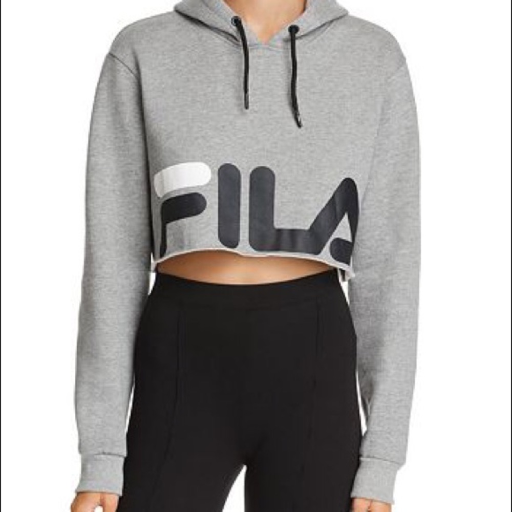 GREY CROPPED FILA HOODIE - Picture 2 of 3